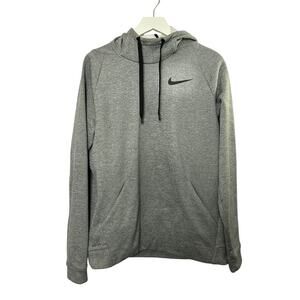 Nike Therma Fit Gray Embroidered Logo Pullover Hoodie Sweatshirt Men's Medium